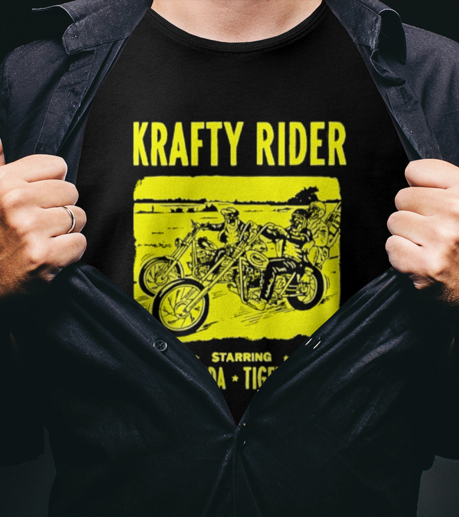 Krafty Rider Starring Tiger Fonda Tiger Hopper Vintage Motorcycle Adventure T-Shirt