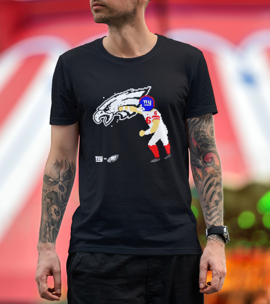 New York Giants Jaxson Dart Vs Philadelphia Eagles Retro Pixel T-Shirt