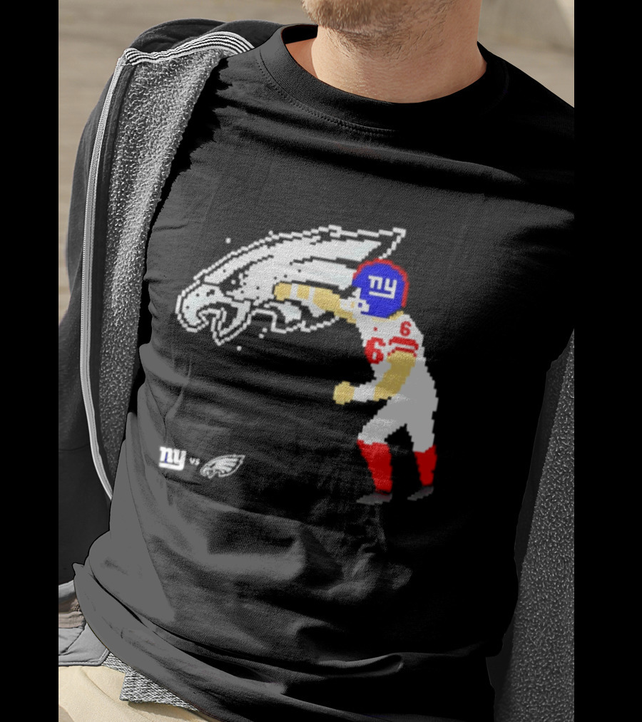 New York Giants Jaxson Dart Vs Philadelphia Eagles Retro Pixel T-Shirt