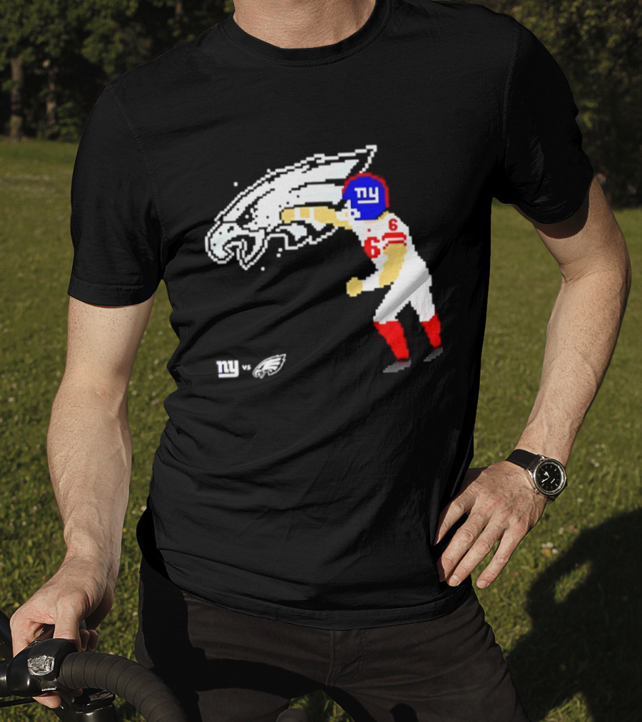 New York Giants Jaxson Dart Vs Philadelphia Eagles Retro Pixel T-Shirt