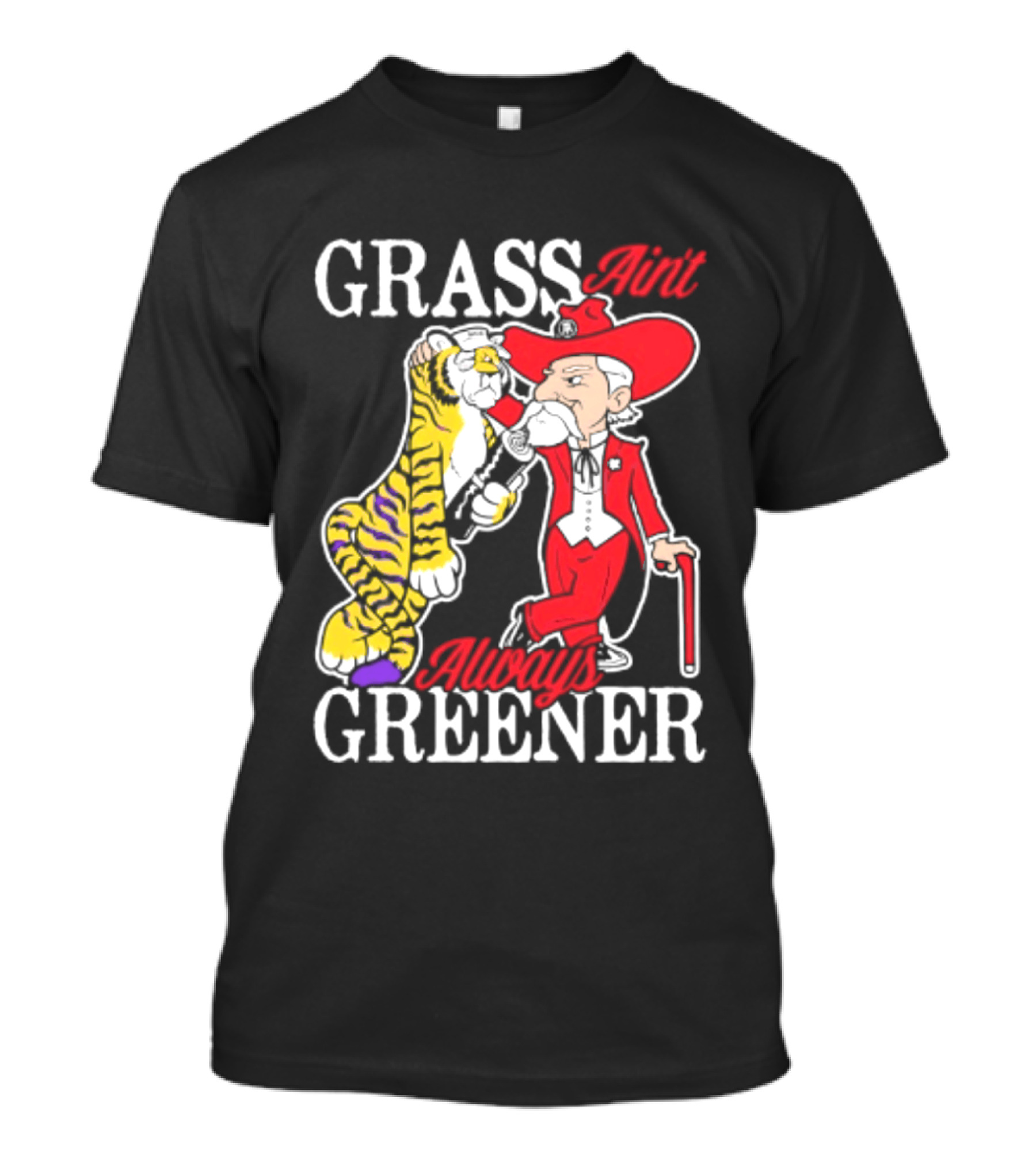 Ole Miss Rebels Vs LSU Tigers Grass Ain't Greener 2026 NCAA T-Shirt