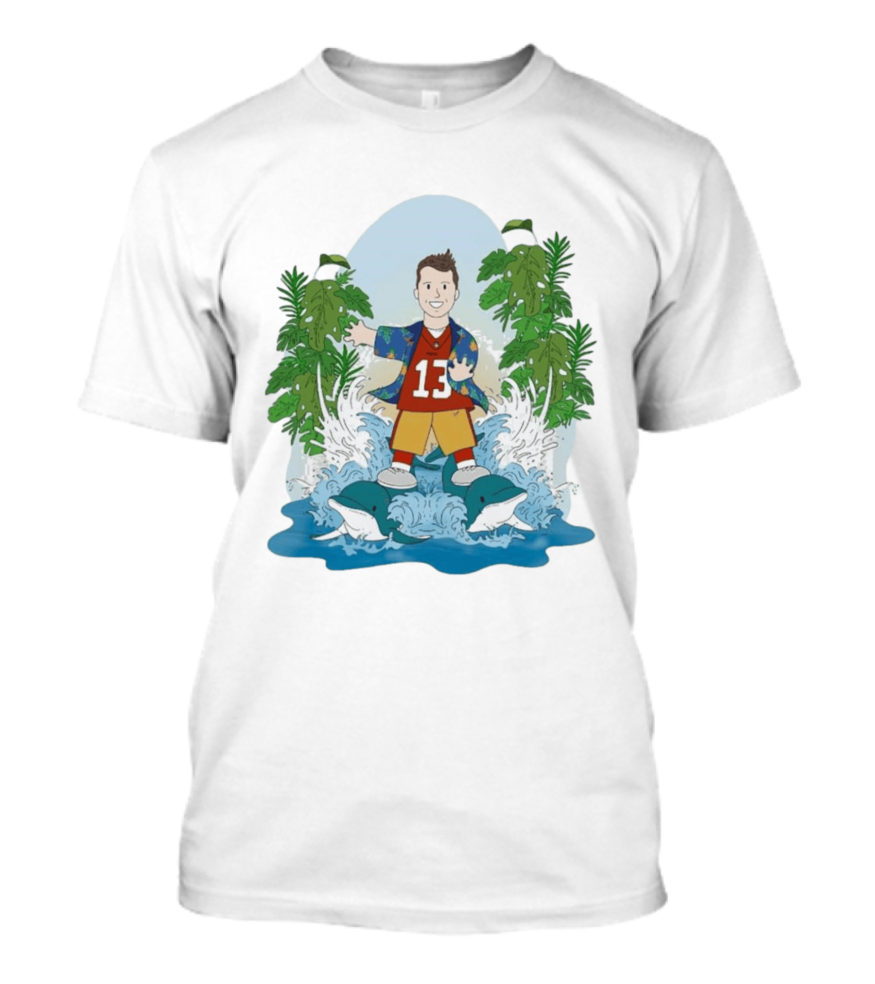 Brock Purdy 13 Surfing Dolphins Tropical Paradise Adventure T-Shirt
