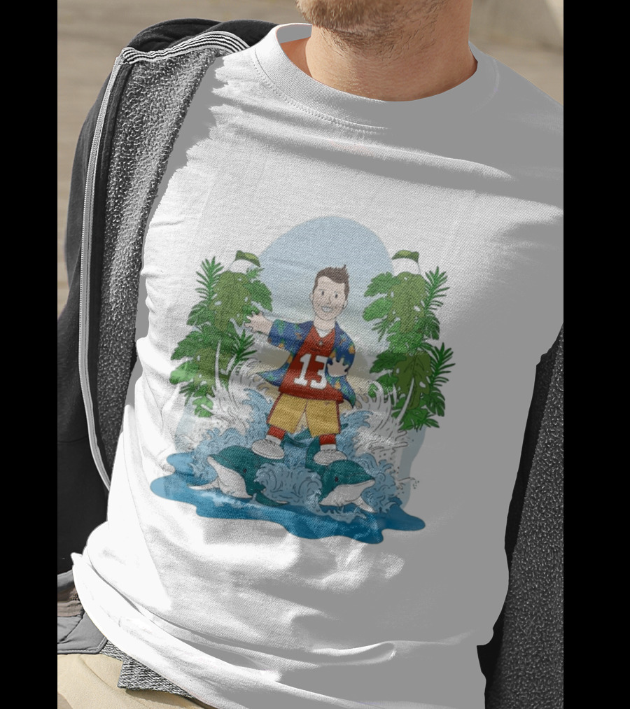 Brock Purdy 13 Surfing Dolphins Tropical Paradise Adventure T-Shirt