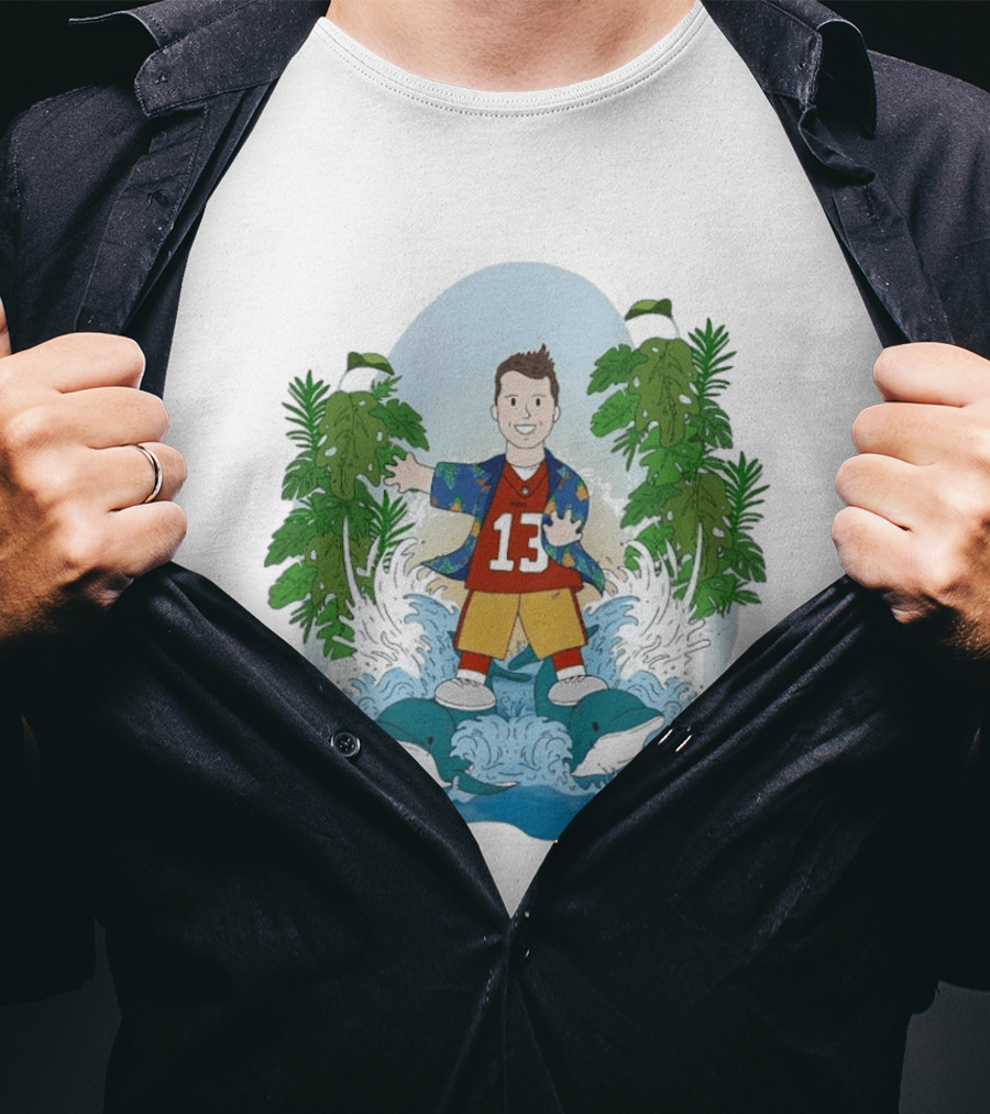 Brock Purdy 13 Surfing Dolphins Tropical Paradise Adventure T-Shirt