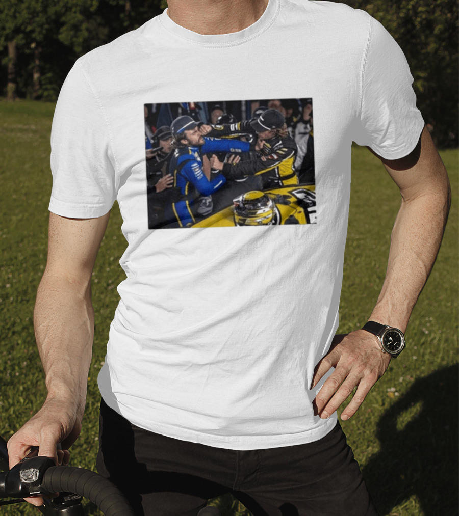 Carson Hocevar Vs Ryan Blaney NASCAR Fight Racing Rivalry Scene T-Shirt