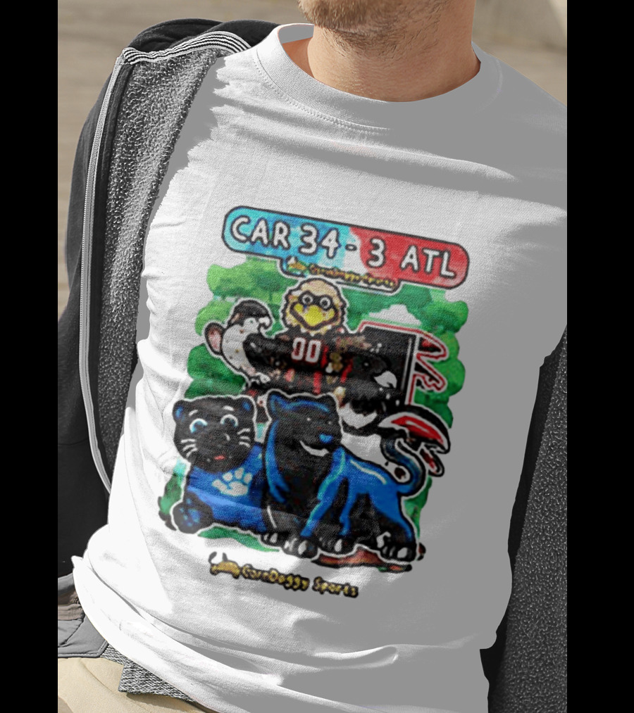 CAR 34 3 ATL CornDoggy Sports Panthers Falcons Cartoon Game Day T-Shirt