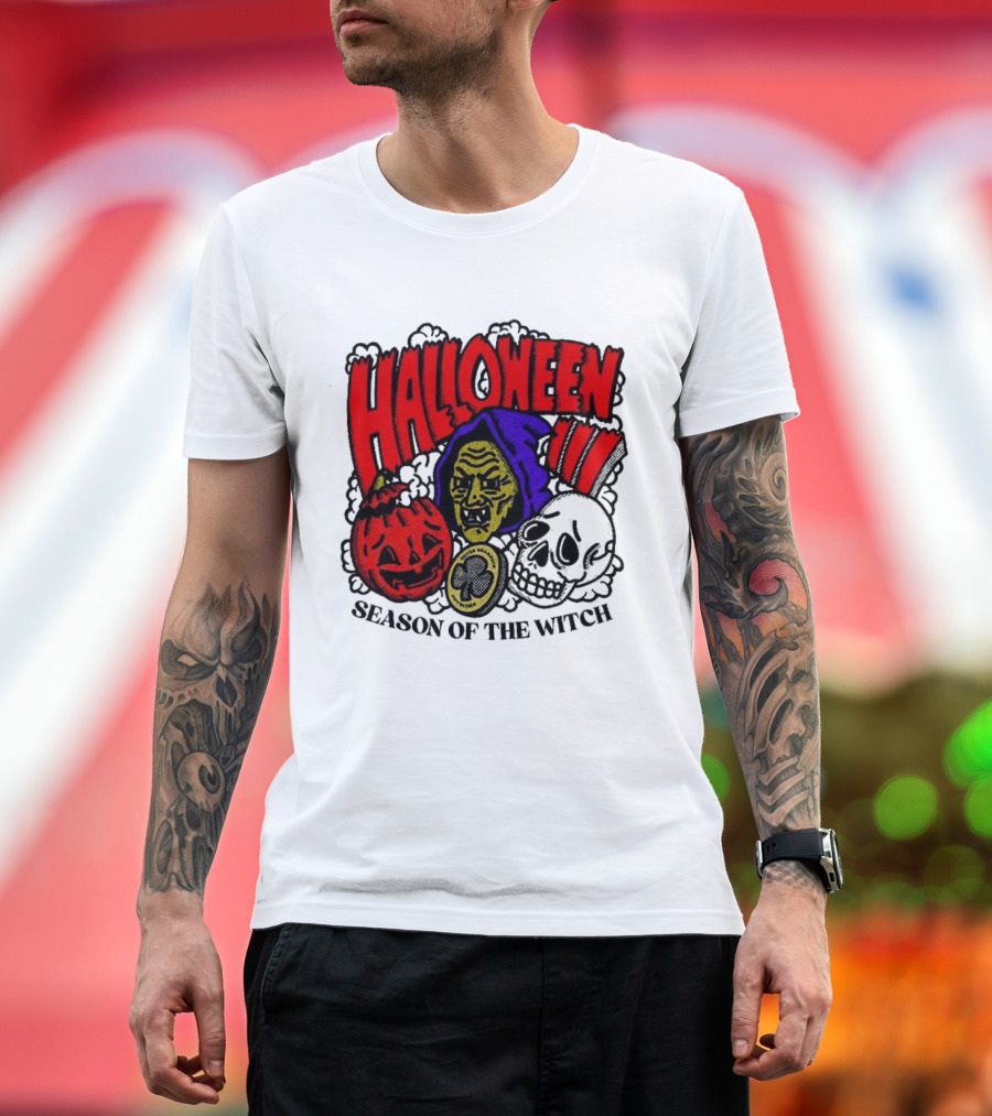 Halloween Season Of The Witch Pumpkin Skull T-Shirt