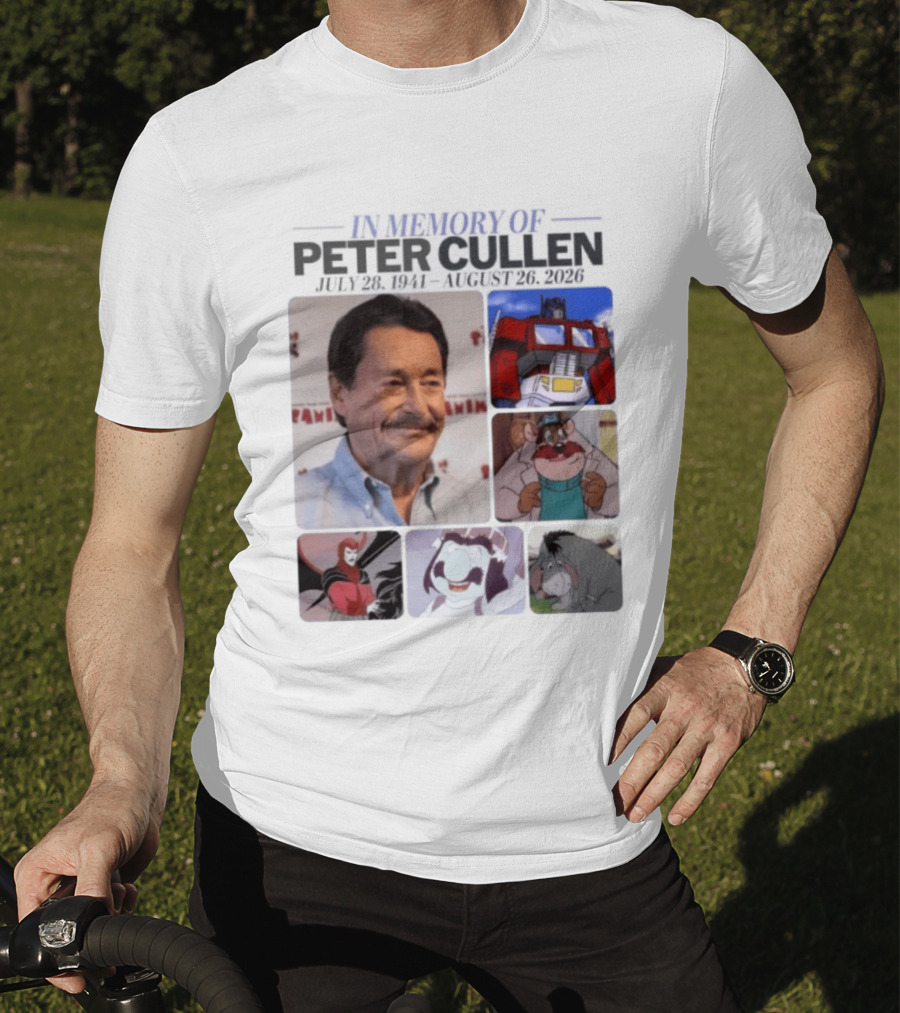 In Memory Of Peter Cullen July 28 1941 Aug 26 2026 Optimus Prime Eeyore Monterey Jack Voices T-Shirt