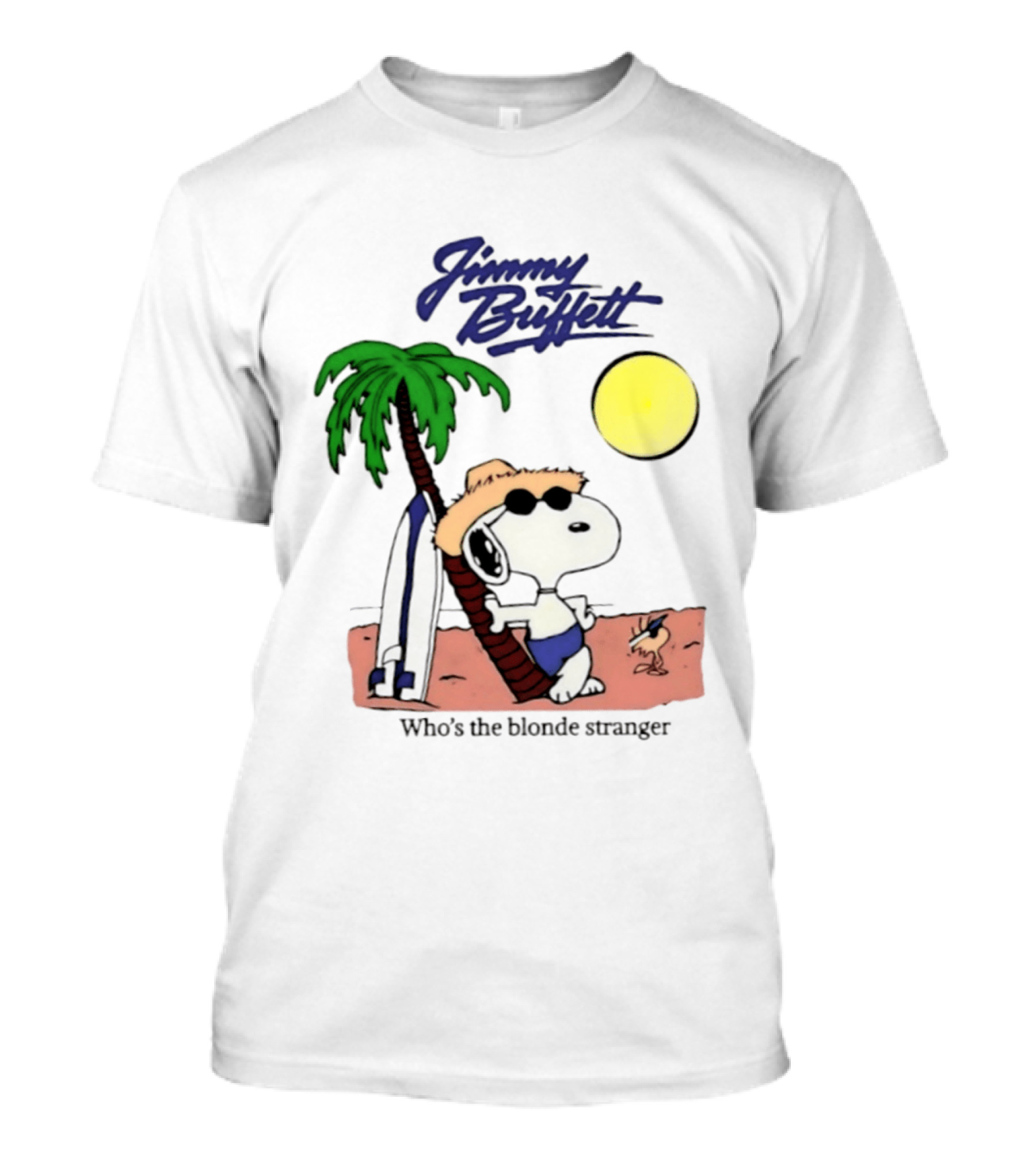 Jimmy Buffett Snoopy Who's The Blonde Stranger Surfing Palm Beach Moon T-Shirt