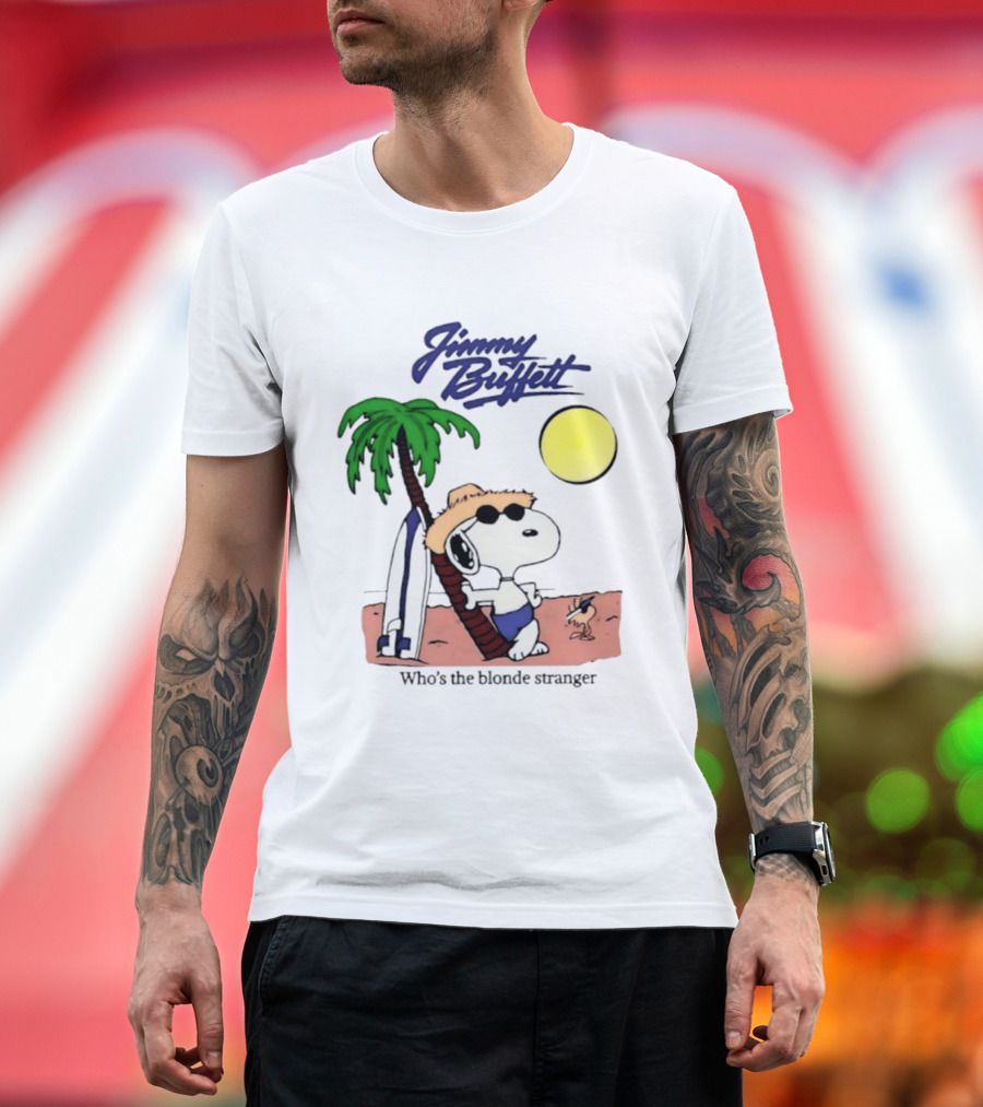 Jimmy Buffett Snoopy Who's The Blonde Stranger Surfing Palm Beach Moon T-Shirt