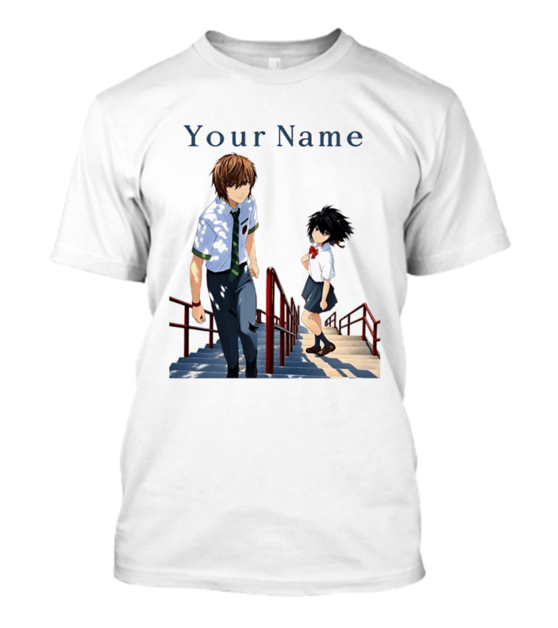Light Yagami And Your Name Anime Crossover Stairs Scene T-Shirt