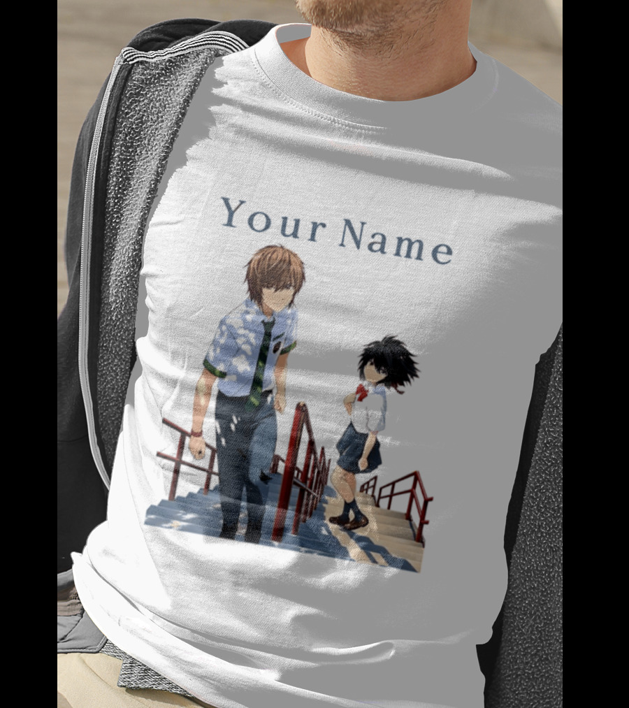 Light Yagami And Your Name Anime Crossover Stairs Scene T-Shirt