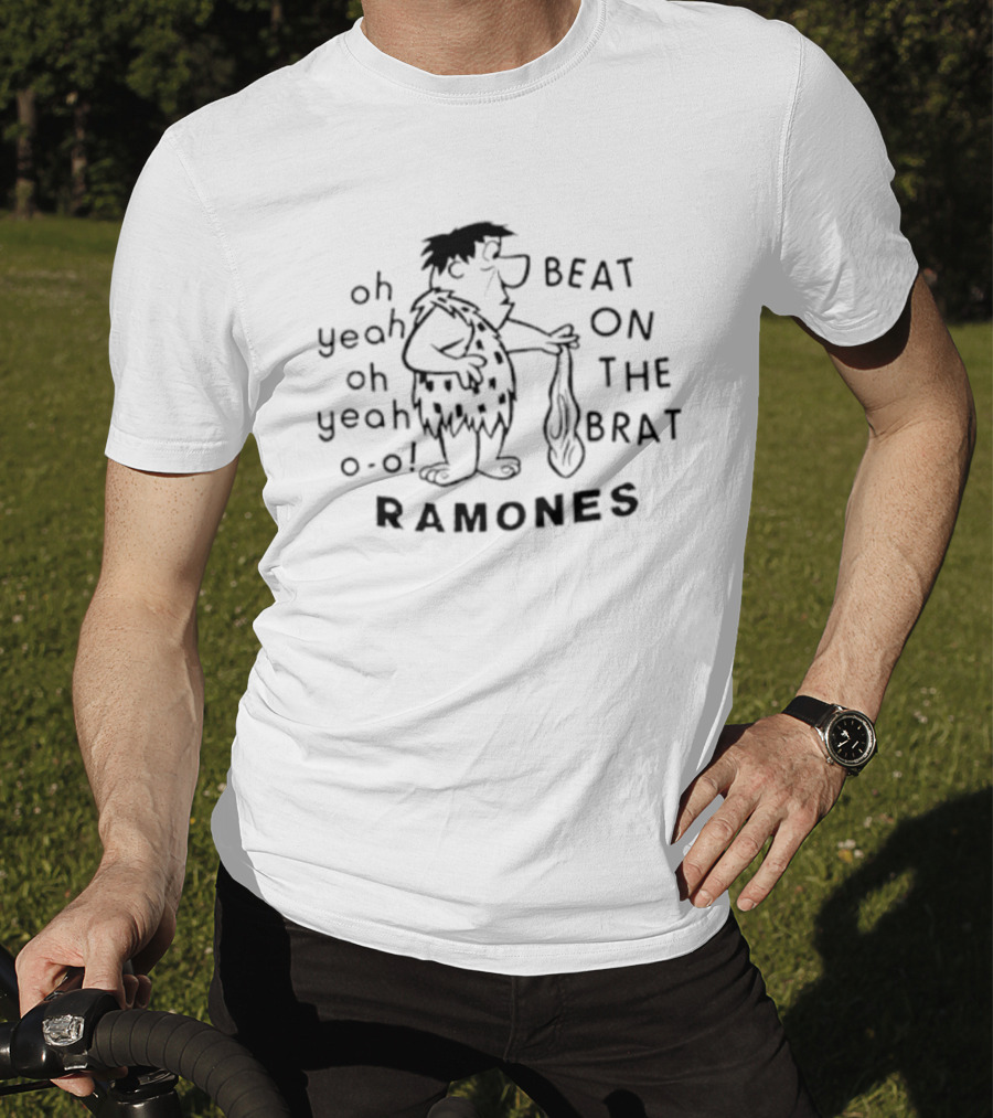 Oh Yeah Oh Yeah Beat On The Brat Ramones Caveman Sketch T-Shirt