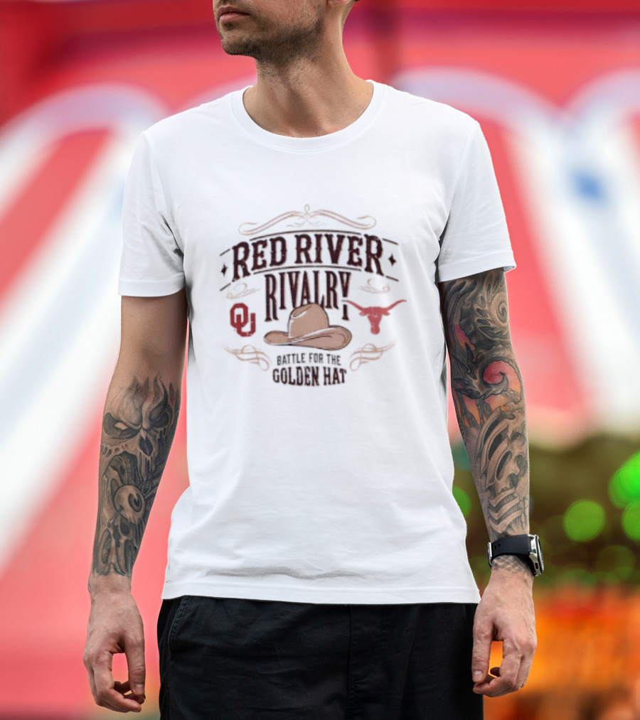 Oklahoma Sooners Texas Longhorns 2026 Red River Rivalry Battle For The Golden Hat T-Shirt