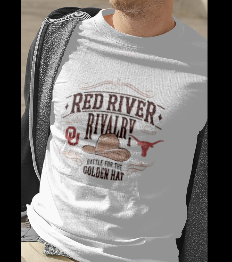 Oklahoma Sooners Texas Longhorns 2026 Red River Rivalry Battle For The Golden Hat T-Shirt