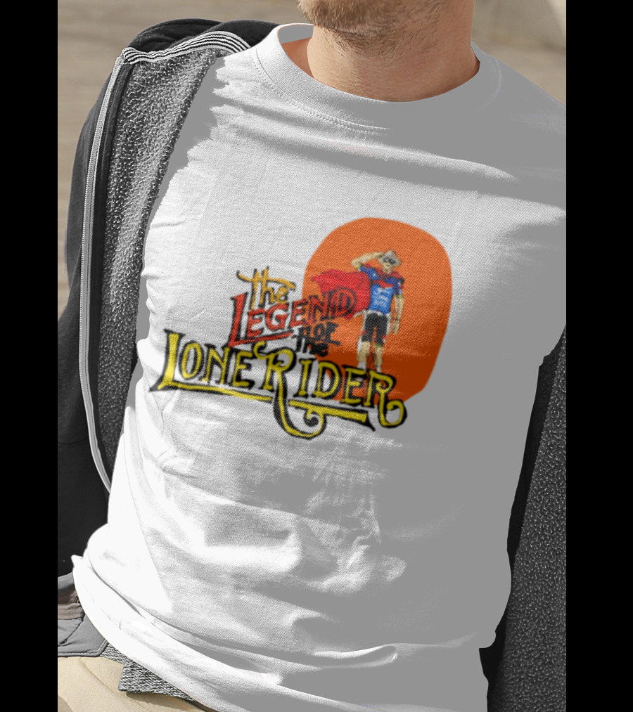 Legend Of The Lone Rider Cyclist Red Cape Blue Outfit T-Shirt