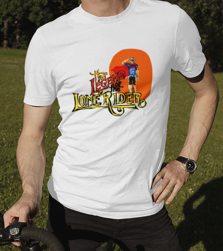 Legend Of The Lone Rider Cyclist Red Cape Blue Outfit T-Shirt