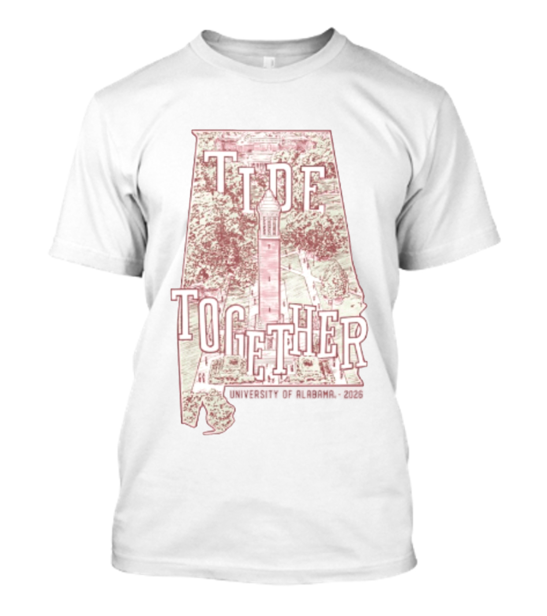Tide Together University Of Alabama 2026 Alabama State Map T-Shirt