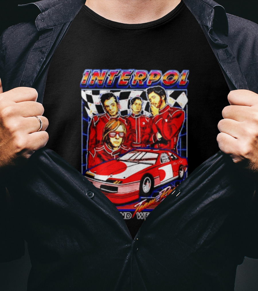 INTERPOL Team Racing Going And We're Gone Red Racing Suits With Checkered Flag T-Shirt