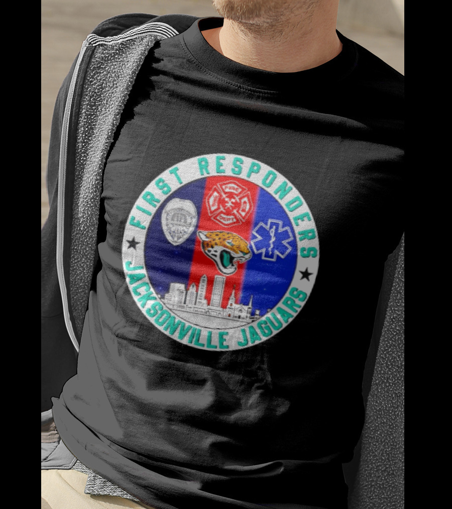 First Responders Jacksonville Jaguars Skyline Tribute 9.11 Memorial T-Shirt