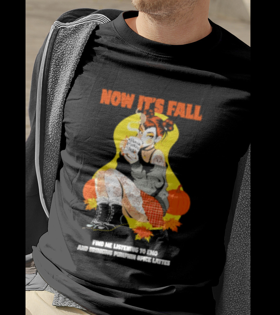 Now It's Fall Emo And Pumpkin Spice Lattes Aesthetic Cozy Autumn Vibes T-Shirt