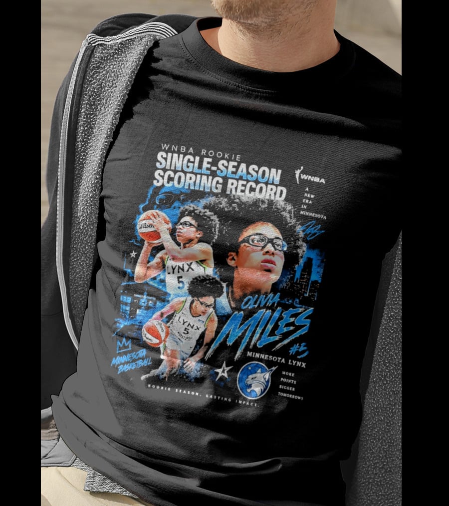 WNBA Rookie Olivia Miles Minnesota Lynx Single Season Scoring Record Impact T-Shirt
