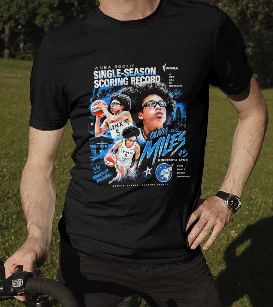 WNBA Rookie Olivia Miles Minnesota Lynx Single Season Scoring Record Impact T-Shirt