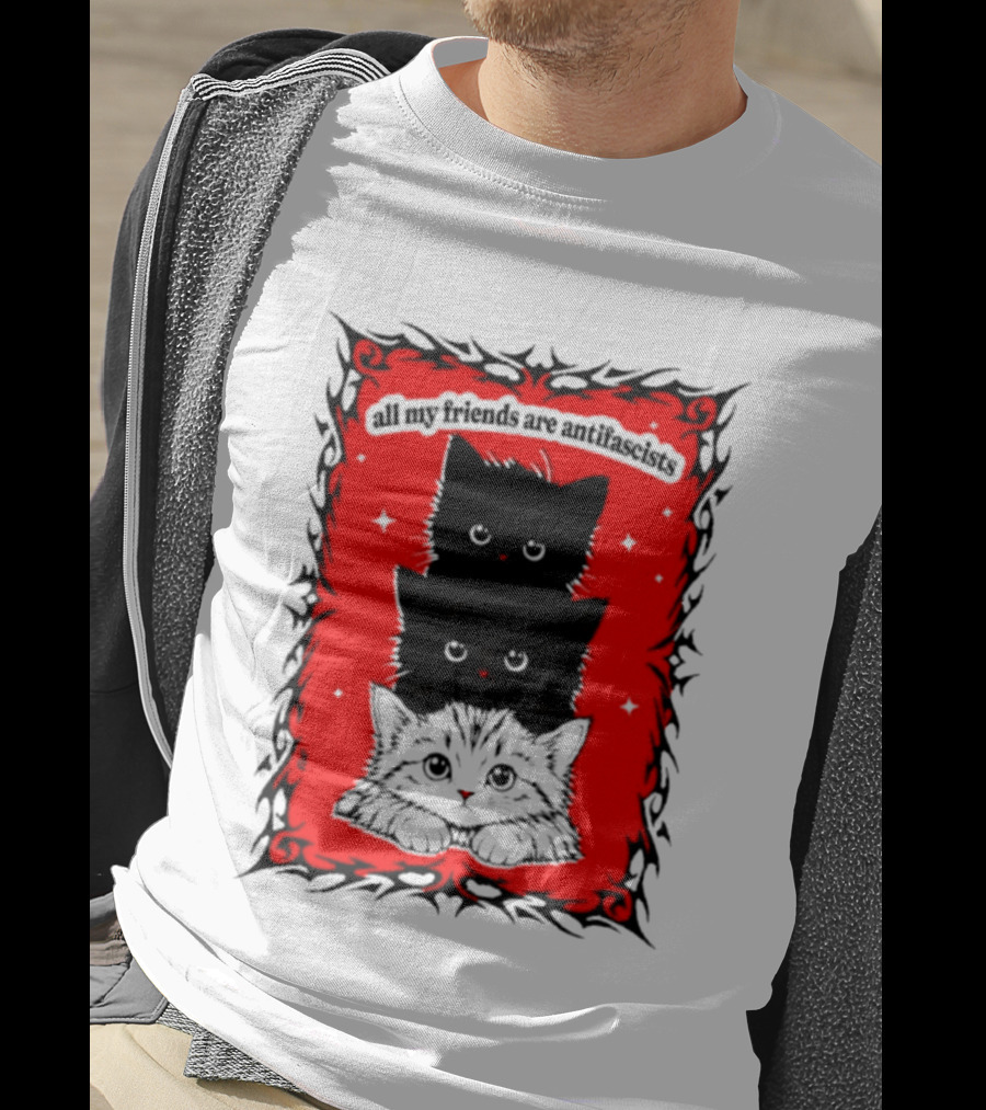 All My Friends Are Antifascist Kittens Cat T-Shirt
