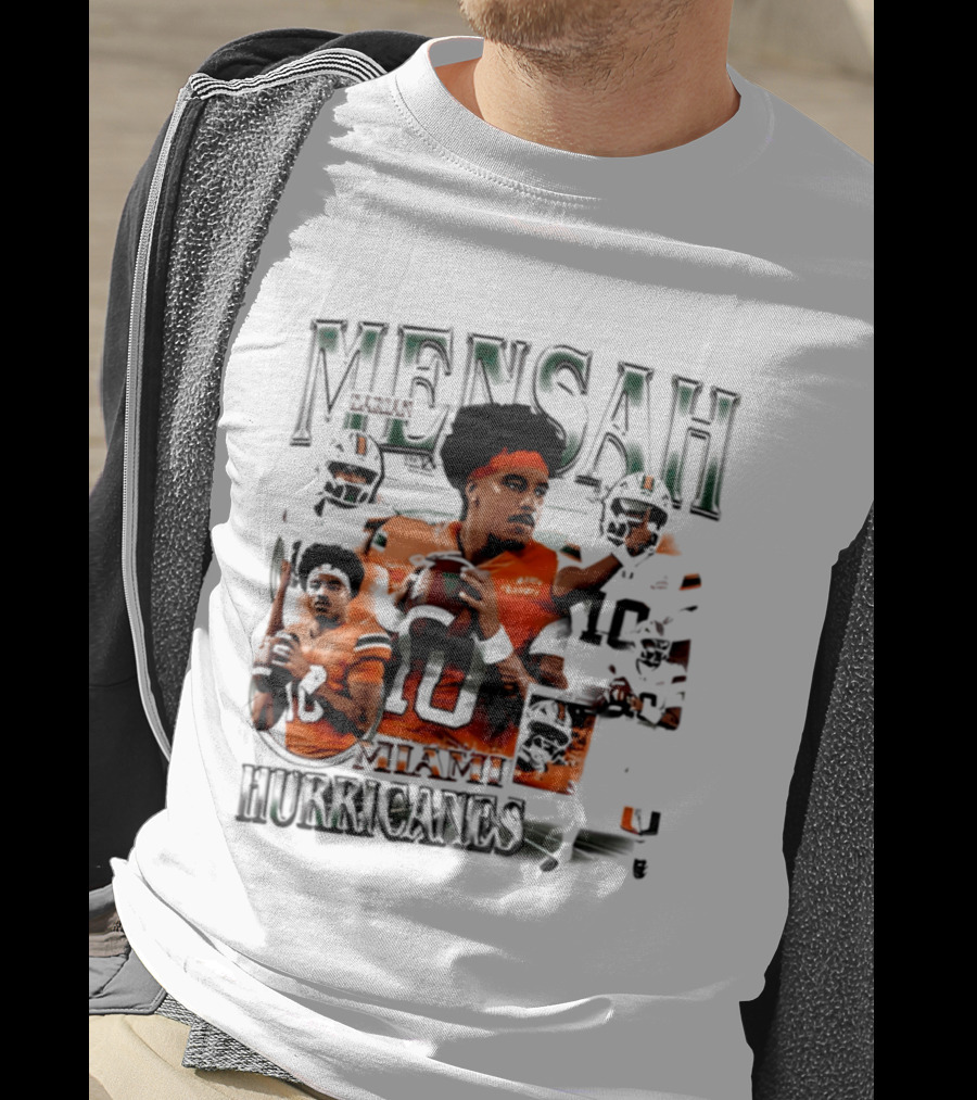 Darian Mensah Miami Hurricanes 10 Football Player Collage T-Shirt