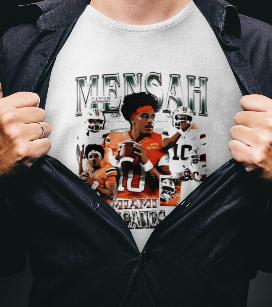 Darian Mensah Miami Hurricanes 10 Football Player Collage T-Shirt