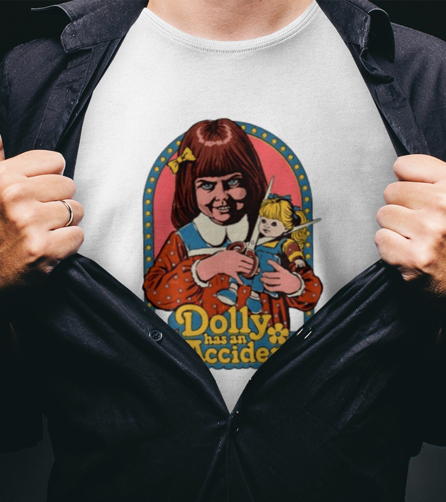 Dolly Has An Accident Creepy Doll Steven Rhodes T-Shirt