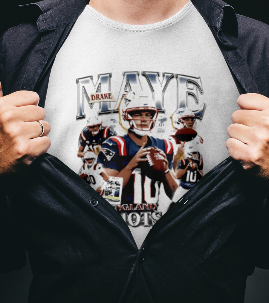 Drake Maye New England Patriots 2026 Player Collage Football Jersey T-Shirt