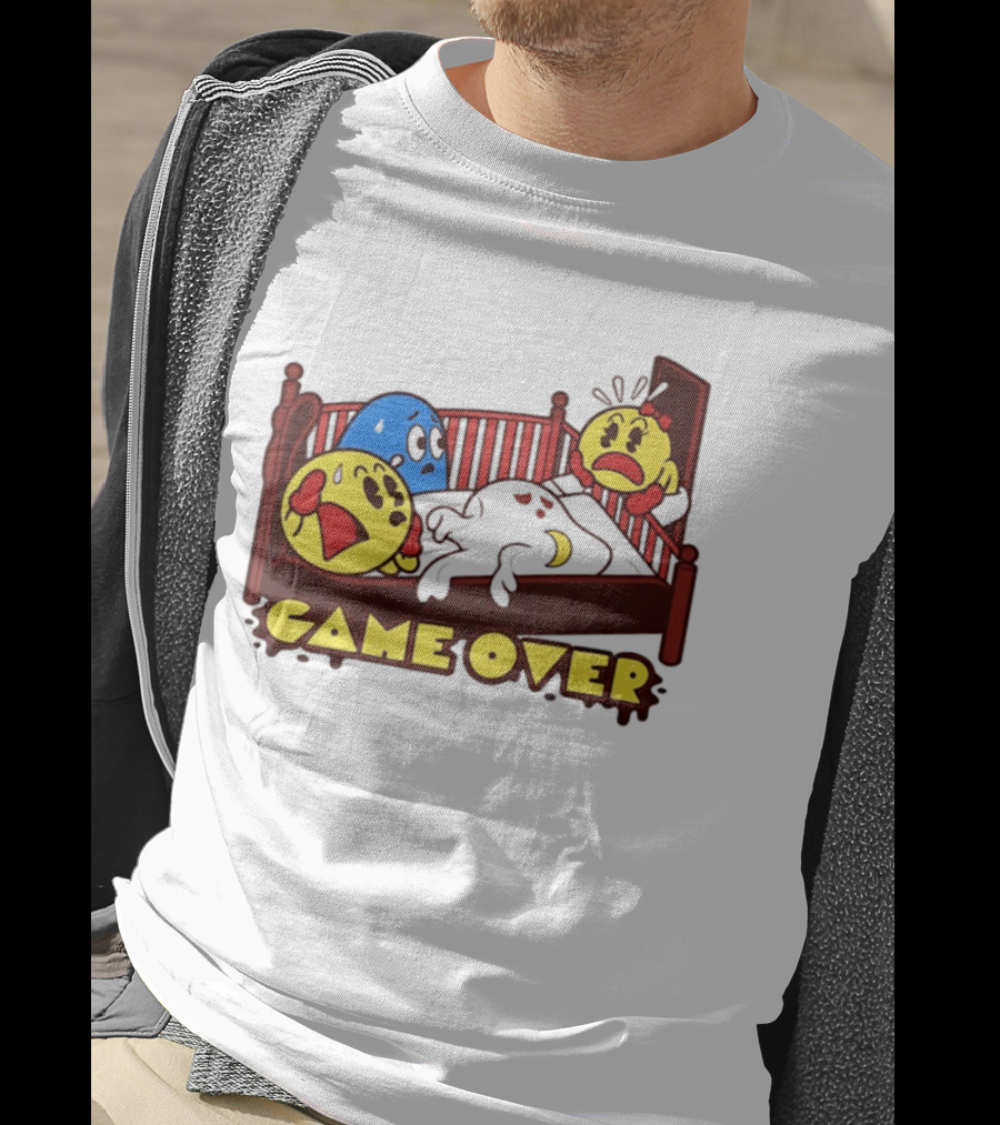 Game Over Halloween Pac Man Ghost Bed Scene T-Shirt
