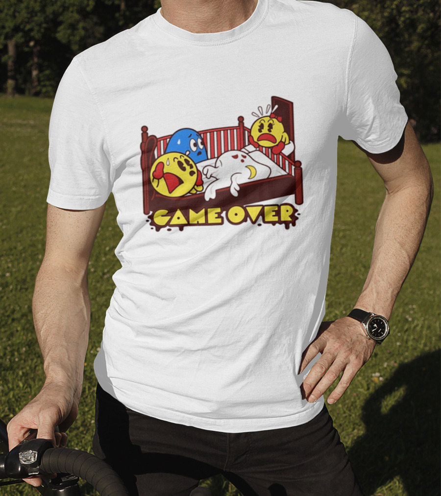 Game Over Halloween Pac Man Ghost Bed Scene T-Shirt