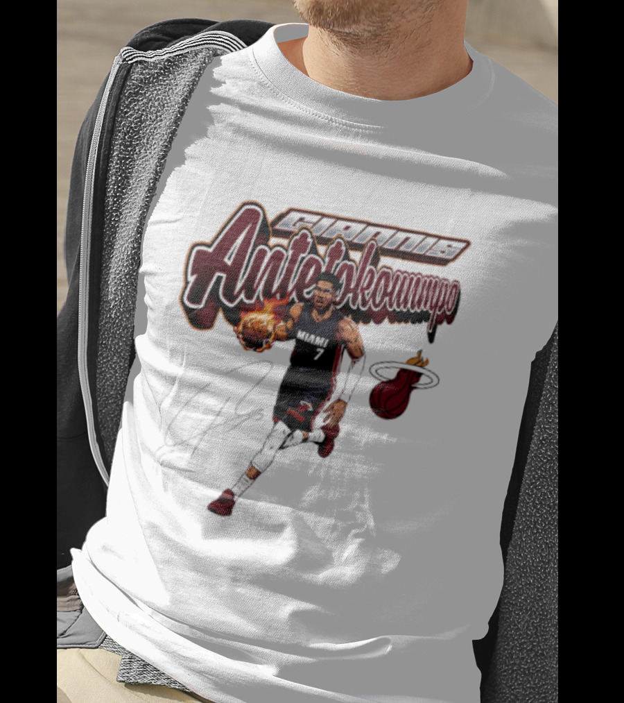 Giannis Antetokounmpo Miami Heat Basketball Cursive Script T-Shirt