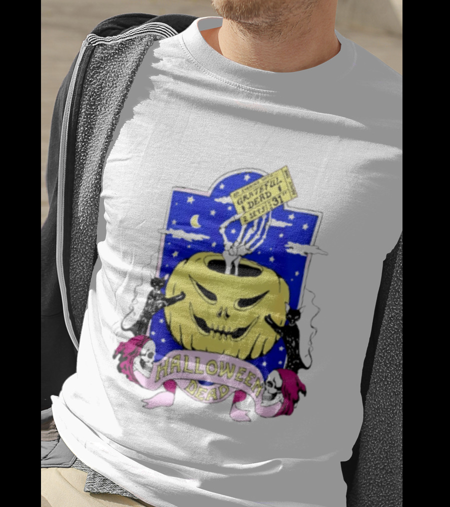 Grateful Dead Halloween Skeleton Hand With Pumpkin And Ticket 1971 T-Shirt