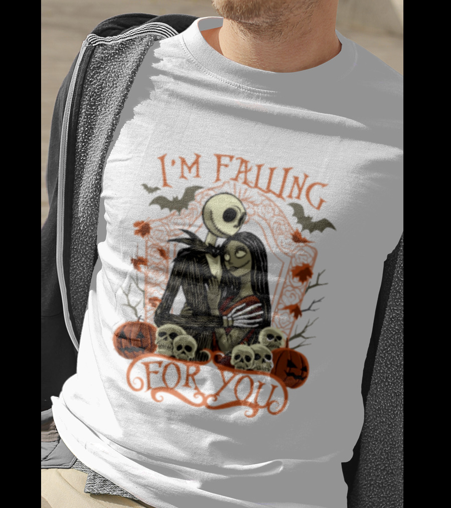 I'm Falling For You The Nightmare Before Halloween Jack And Sally Halloween Pumpkins Skulls Bats T-Shirt