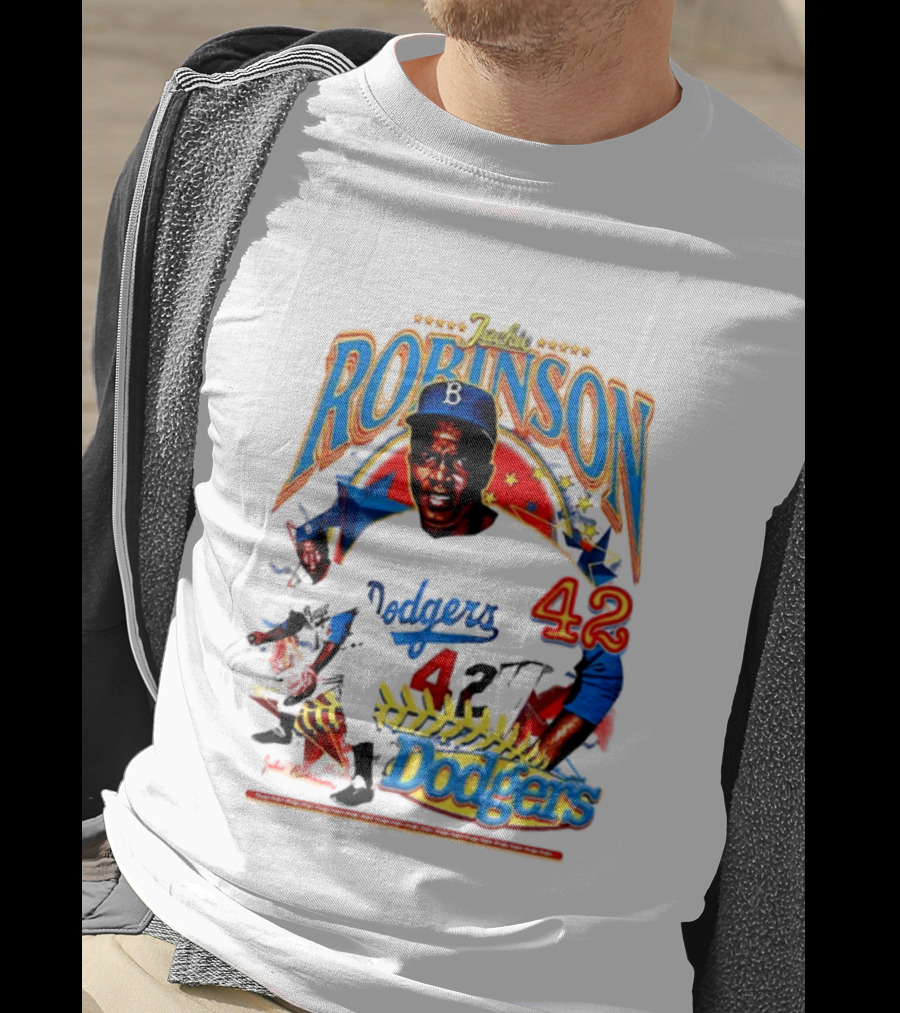 Jackie Robinson Dodgers 42 Legends Baseball Icon Two Sided T-Shirt