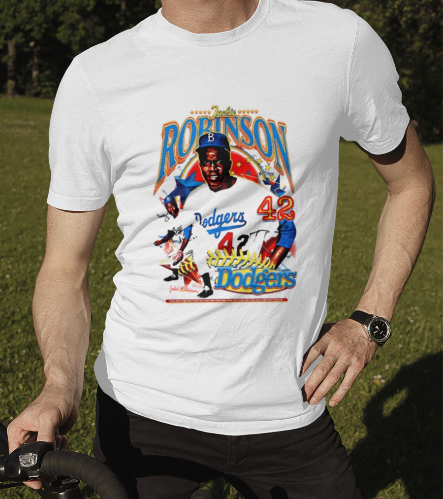 Jackie Robinson Dodgers 42 Legends Baseball Icon Two Sided T-Shirt