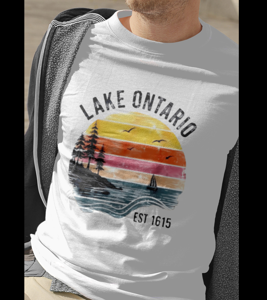 Lake Ontario Est 1615 Great Lakes Nature Sunset Sailing Scene T-Shirt