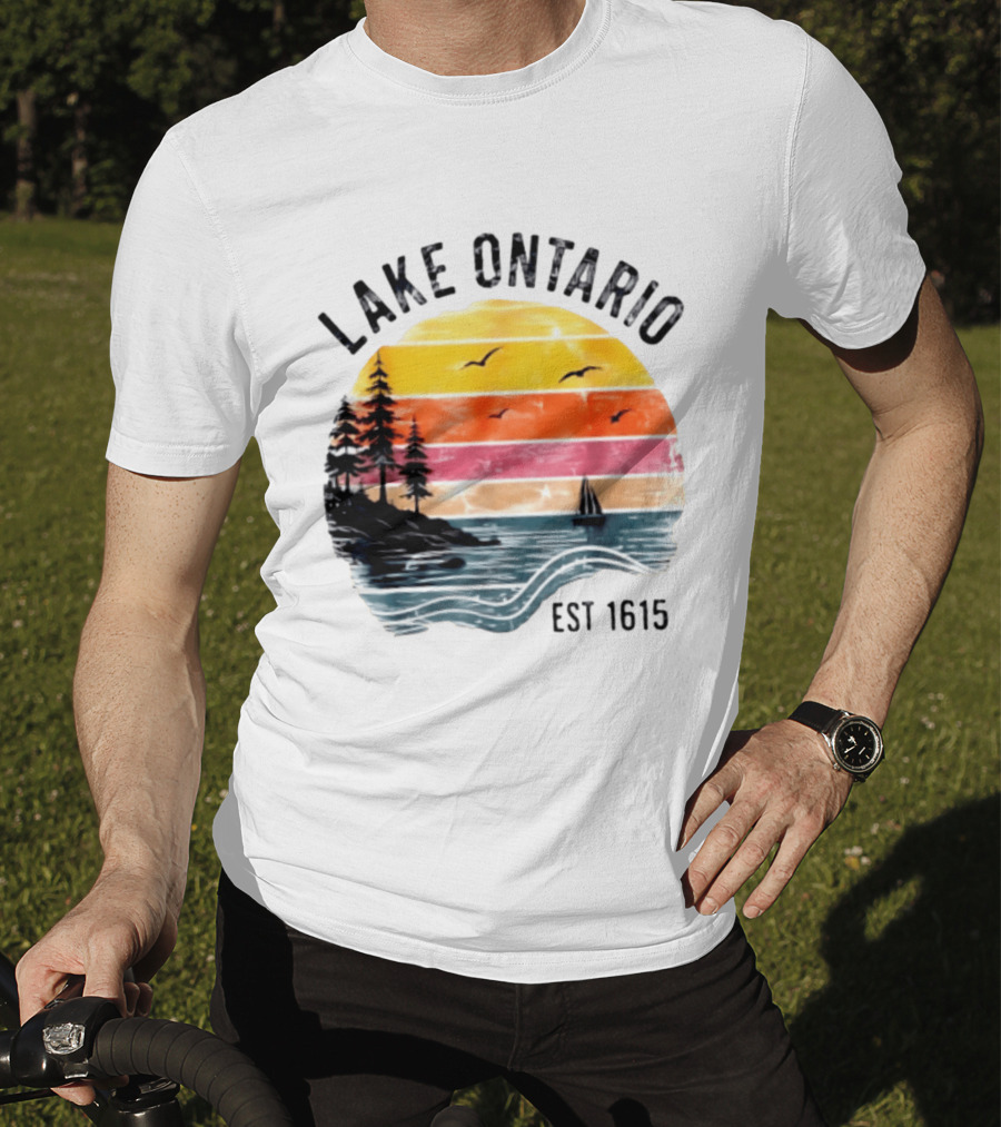 Lake Ontario Est 1615 Great Lakes Nature Sunset Sailing Scene T-Shirt