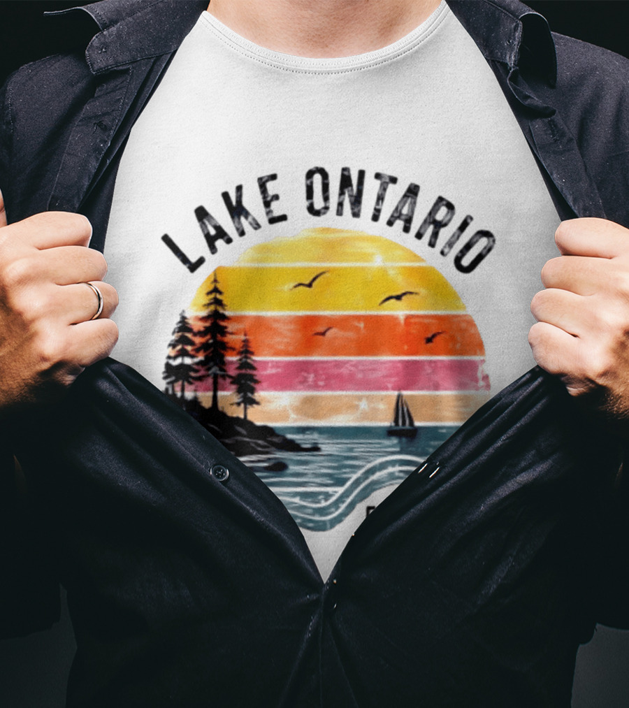 Lake Ontario Est 1615 Great Lakes Nature Sunset Sailing Scene T-Shirt