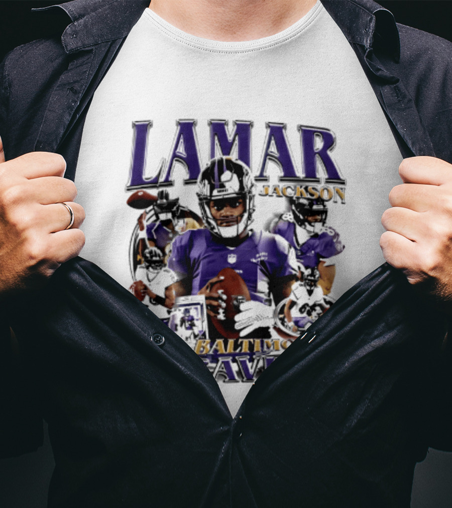 Lamar Jackson Baltimore Ravens Player Collage T-Shirt