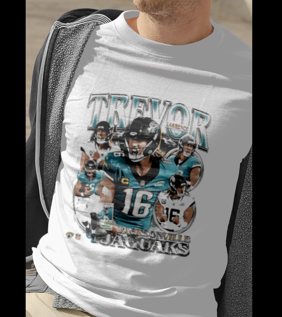 Trevor Lawrence Number 16 Jacksonville Jaguars 2026 Collage T-Shirt