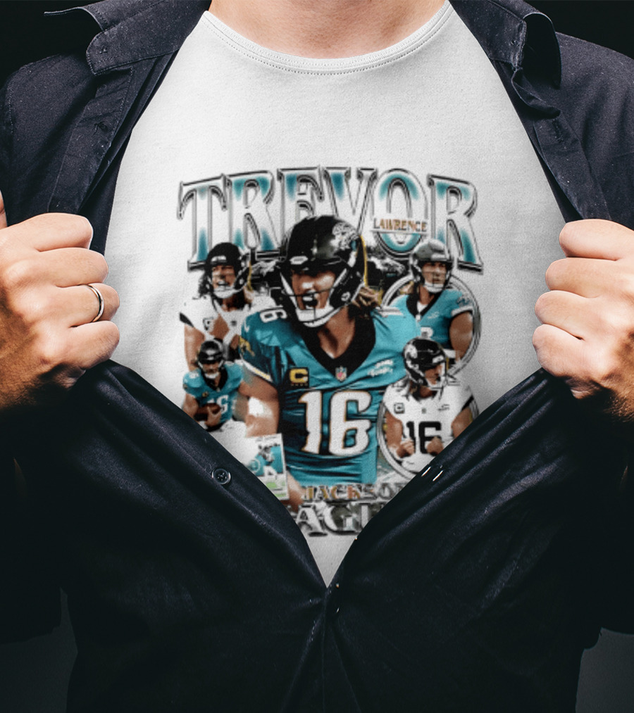Trevor Lawrence Number 16 Jacksonville Jaguars 2026 Collage T-Shirt