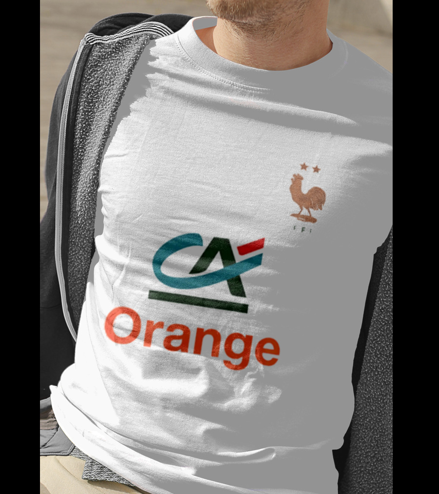 Crédit Agricole Orange Rooster Emblem With Stars And FF T-Shirt