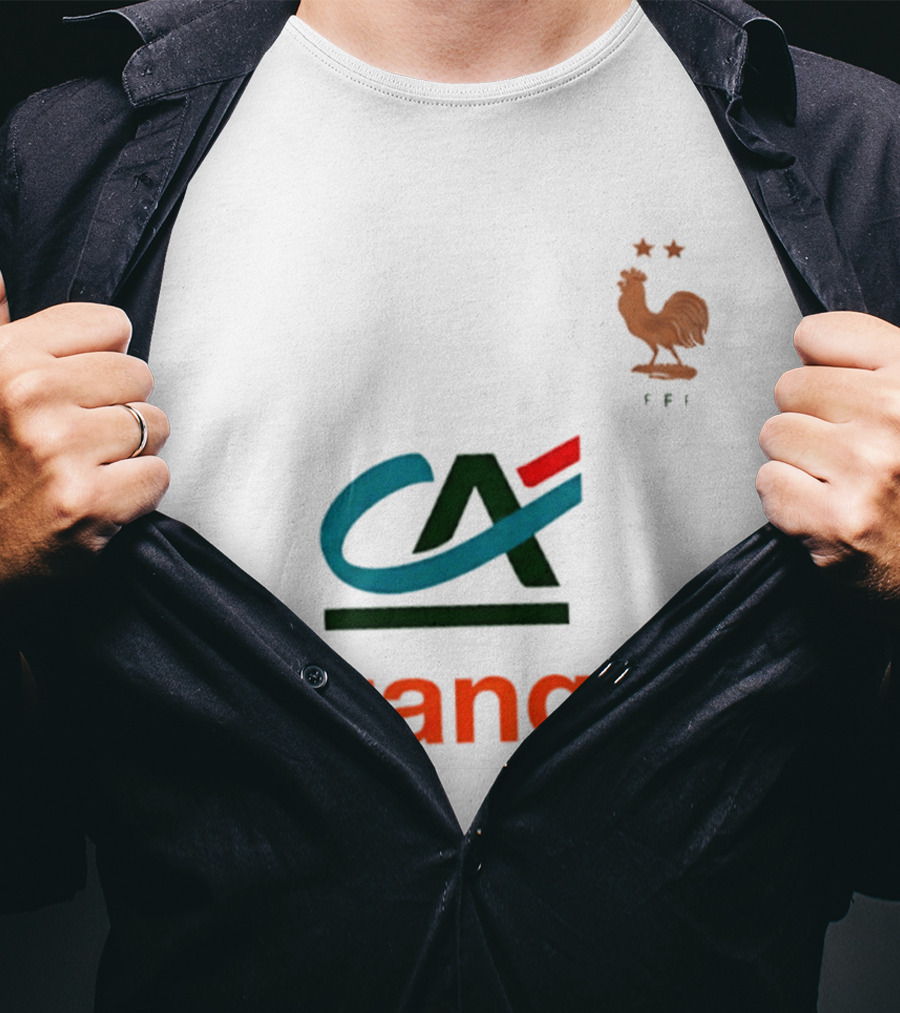 Crédit Agricole Orange Rooster Emblem With Stars And FF T-Shirt