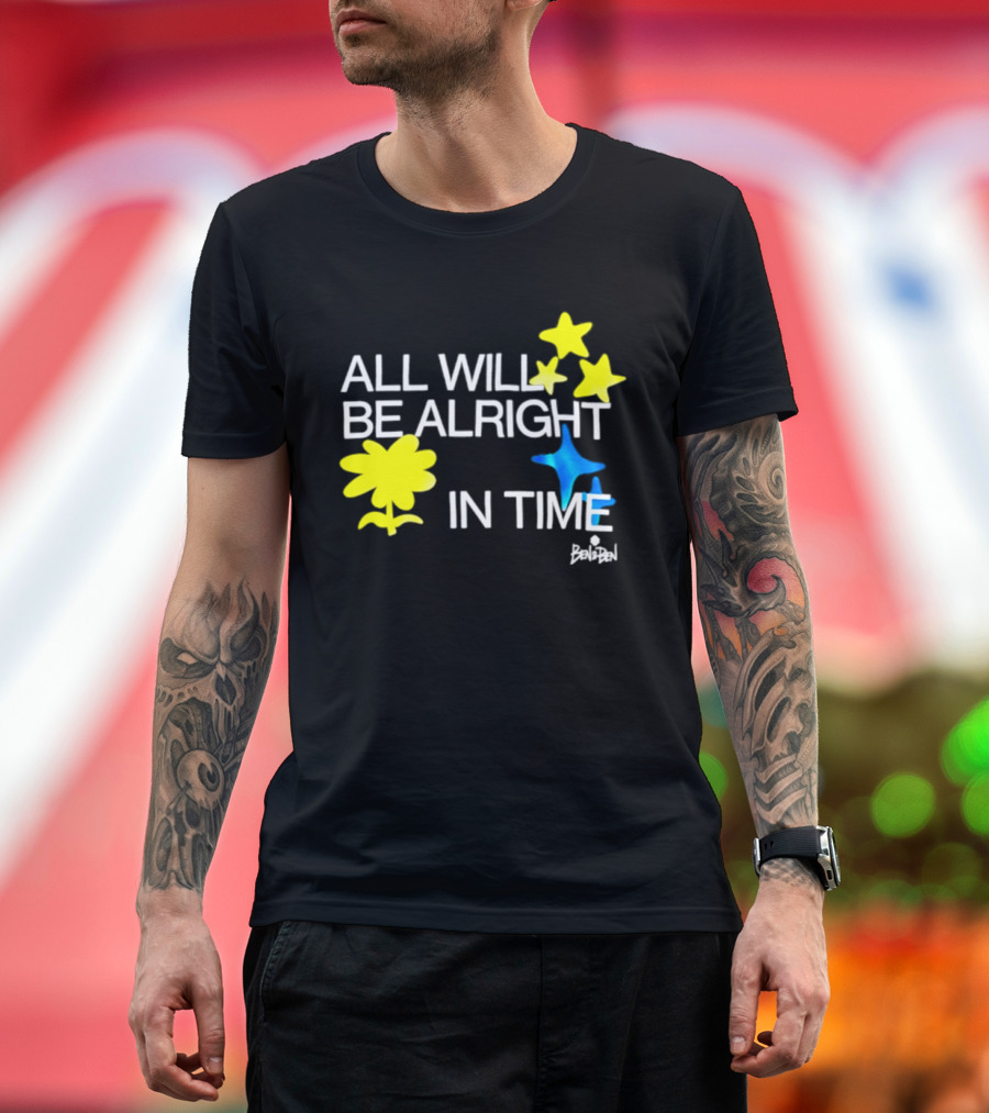 All Will Be Alright In Time OPM Star Text With Yellow Flowers And Stars T-Shirt