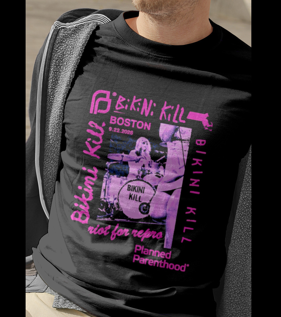 Bikini Kill Boston Sept 22 2026 Planned Parenthood Benefit Riot Grrrl Concert T-Shirt