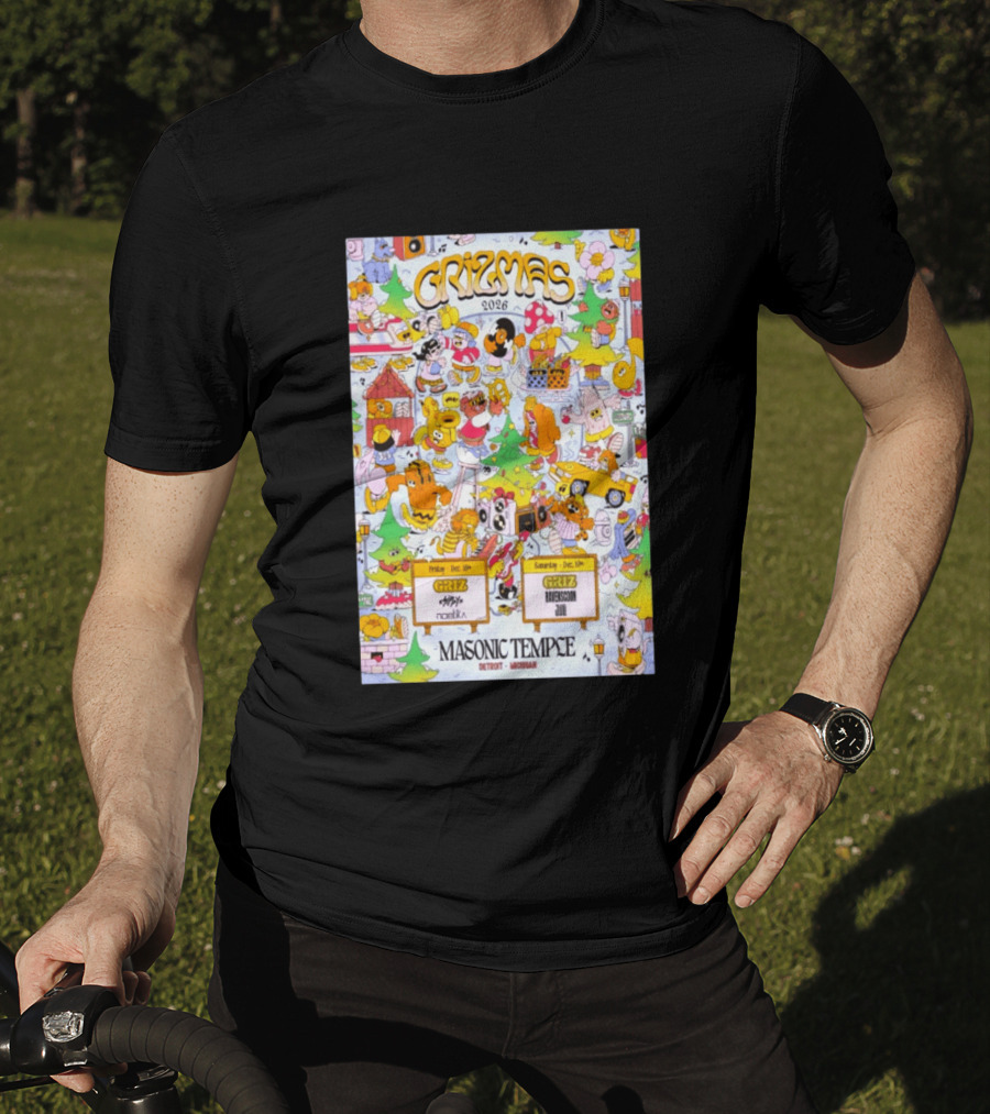 GRiZMAS 2026 Masonic Temple Detroit Michigan GRiZ Sippy Noetika Event Cartoons T-Shirt